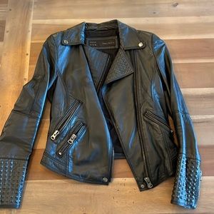 Zara basics 100% lamb skin  moto jacket